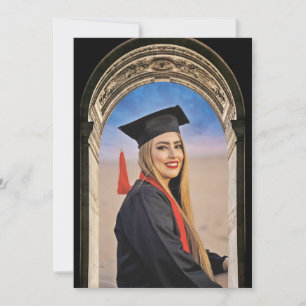 Diseño de arco griego con anuncio de graduación fo