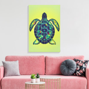Diseño de arte costero con mosaicos de tortugas ma