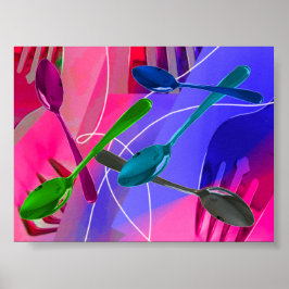 Diseño de arte culinario Poster de Cubertería colo