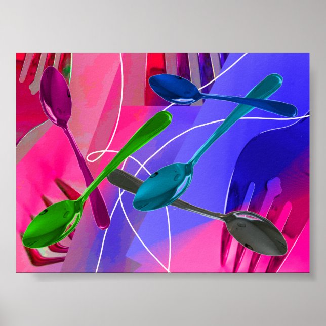 Diseño de arte culinario Poster de Cubertería colo (Frente)