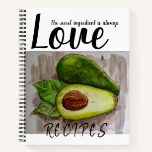 Diseño de arte de aguacate en el libro de recetas