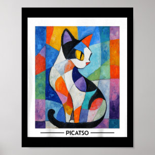 Diseño de arte de gato cubista abstracto -- Pi de