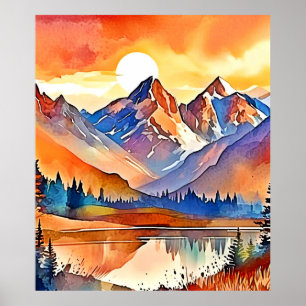 Diseño de arte de la montaña Sunset