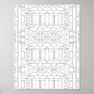 Diseño de arte de línea de patrón de baldosas geom