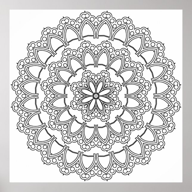 Diseño de arte de mandala de anillo con pétalos en (Frente)