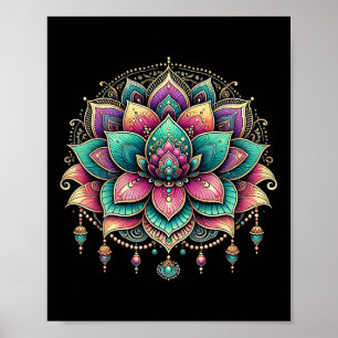 Diseño de arte de mandala de loto colorido