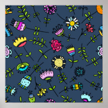 Diseño de Arte de Patrón Floral Caprichoso
