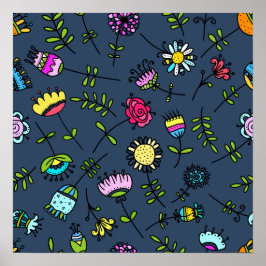 Diseño de Arte de Patrón Floral Caprichoso