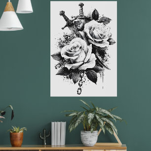 Diseño de arte de tatuaje blanco y negro de alto c
