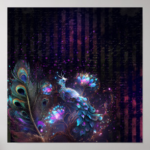 Diseño de arte digital de pavo real oscuro 4