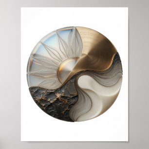 Diseño de arte en vidrio YIN YANG plateado con est