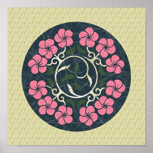 Diseño De Arte Floral Azul Y Rosa (Frente)
