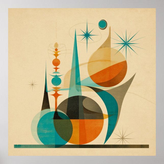 Diseño de Arte Geométrico Abstracto Retro de Mitad (Frente)