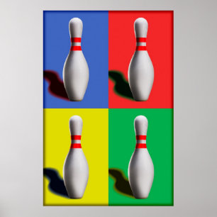 Diseño de arte pop de bolos en pared