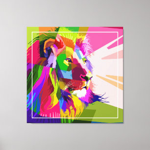 Diseño de arte pop prismático colorido de león
