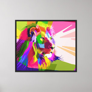 Diseño de arte pop prismático colorido de león