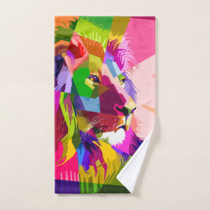 Diseño de arte pop prismático colorido de león