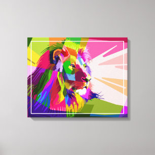 Diseño de arte pop prismático colorido de león