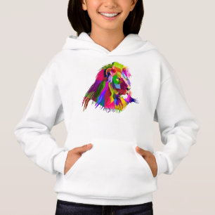 Diseño de arte pop prismático de cabeza de león-62