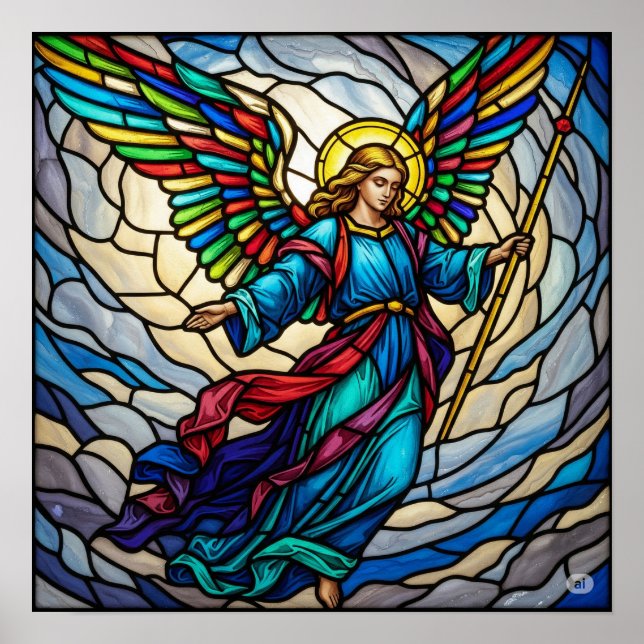 Diseño de arte Serene Stainass Glass Angel (Frente)