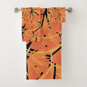 Diseño de arte tropical de ébano negro y naranja c