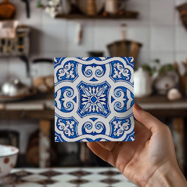 Diseño de azulejo azul de Sintra estilo vintage eu