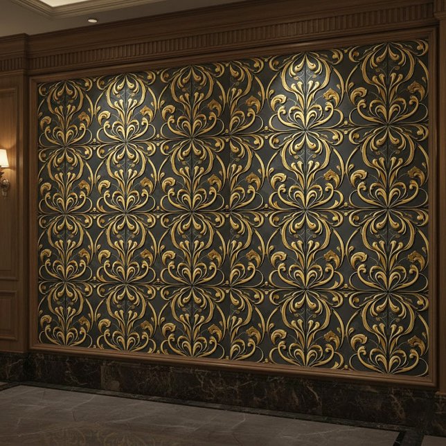 Diseño de Baldosas de Lujo con Flujo Dorado Elegan (Subido por el creador)