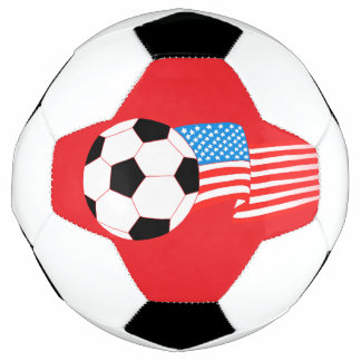 Diseño de Balón de Fútbol Rojo con Bandera America