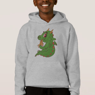 Diseño de bebé dragón comiendo una deliciosa porci