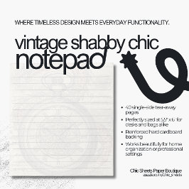 Diseño de bloc de notas Vintage Shabby Chic