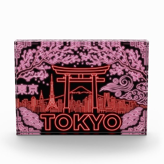 Diseño de bloque de foto neon de Tokio  (Anverso)