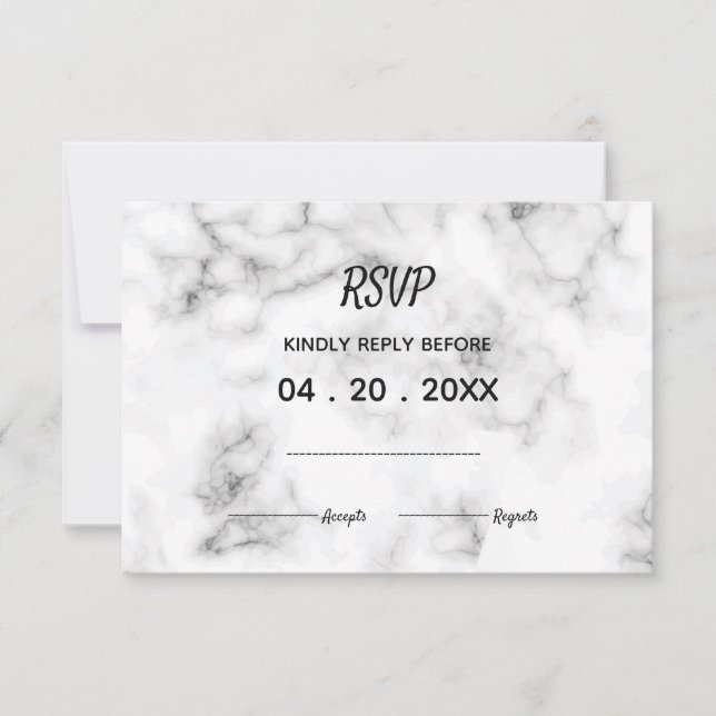 Diseño de boda elegante de mármol RSVP (Anverso)