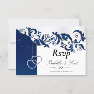 Diseño de Boda floral azul de la marina - RSVP