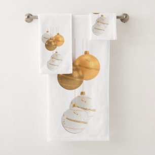 Diseño de bolas de oro y Navidades blancos