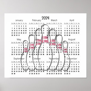 Diseño de bolos Calendario 2024 Póster
