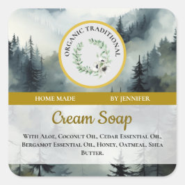 Diseño de bosque de etiquetas de Pegatina de jabón