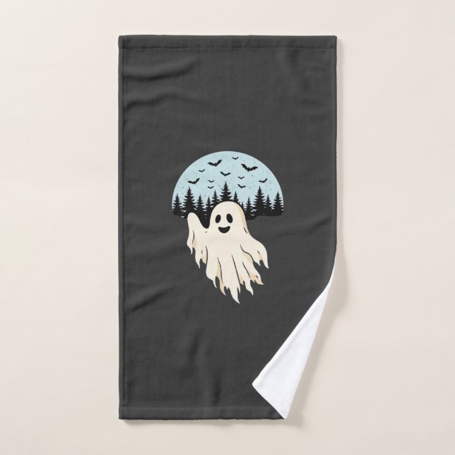 Diseño de bosque de luna de fantasma de Halloween_ (Toalla de mano)