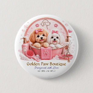 Diseño de botón de pin de cachorro lindo