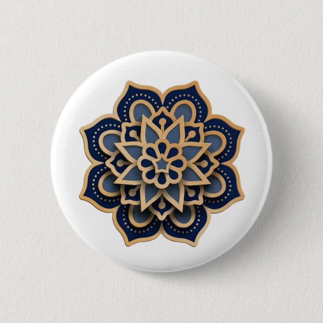 Diseño de botón Mandala Botón de coser - Azul Mari (Anverso)