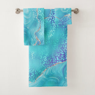 Diseño de brillo dorado ágata leopardo azul
