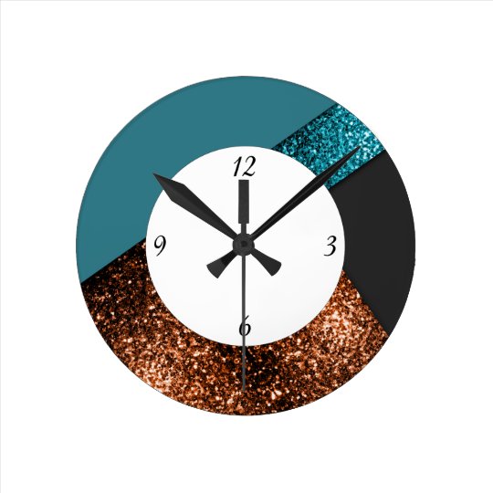 Diseño de bronce azul de las chispas de la reloj redondo mediano