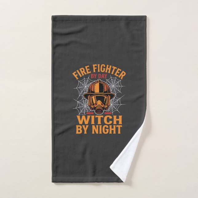Diseño de bruja de Halloween para bomberos (Toalla de mano)