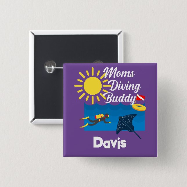 Diseño de Buda de Buceo de Madres - Botón de imán  (Anverso y reverso)