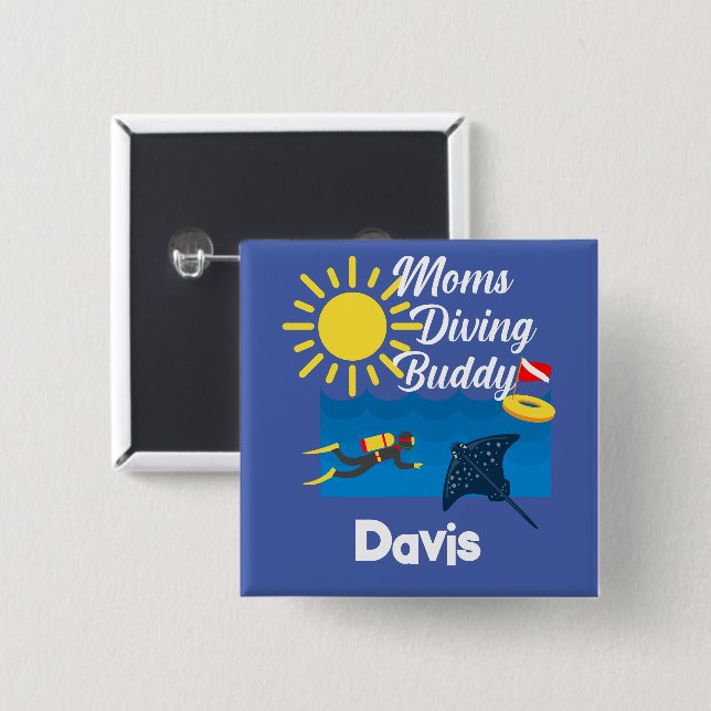 Diseño de Buda de Buceo de Madres - Botón de imán  (Anverso y reverso)