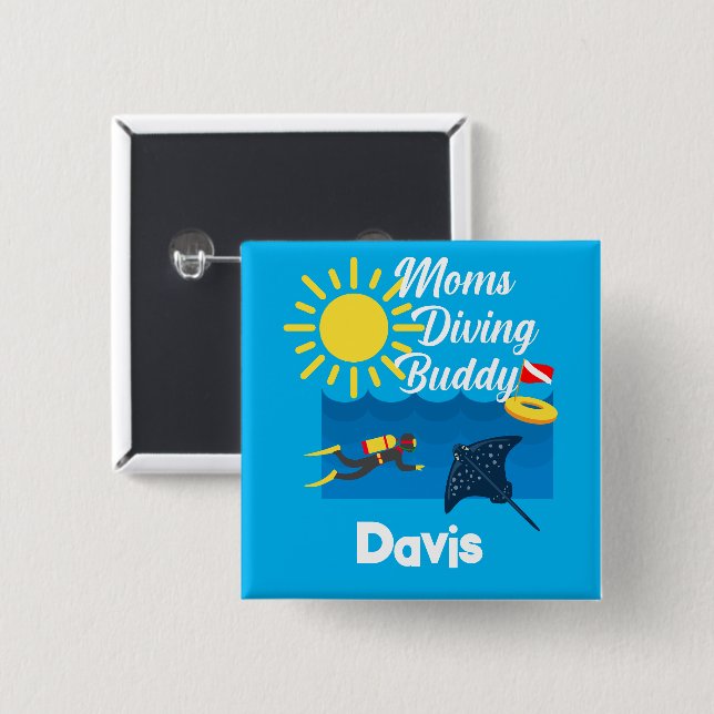 Diseño de Buda de Buceo de Madres - Botón de imán  (Anverso y reverso)