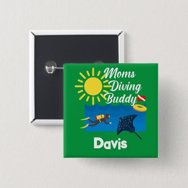 Diseño de Buda de Buceo de Madres - Botón de imán  (Anverso y reverso)