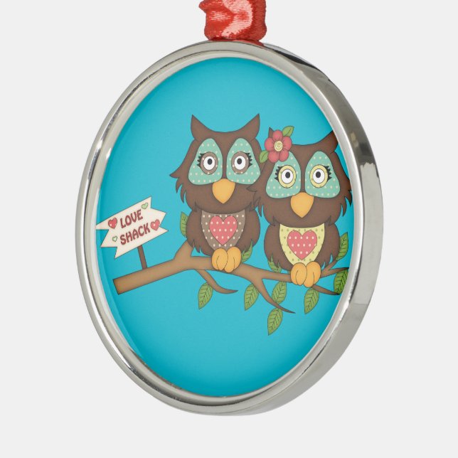 Diseño de búhos de amor Regalos de ornamentos (Izquierda)