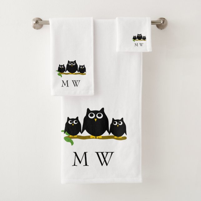 Diseño de búhos negros con monograma (In situ)
