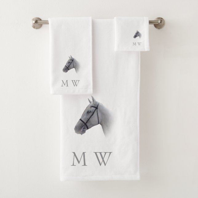 Diseño de caballo gris con monograma (In situ)