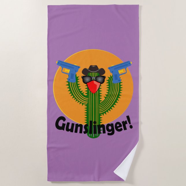 Diseño de Cactus Gunslinger - Toalla de Playa (Anverso)